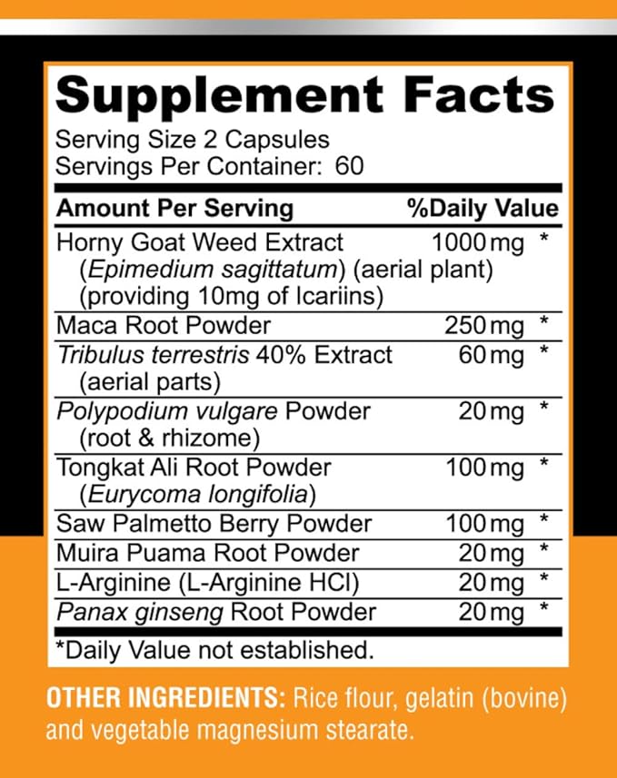Horny Goat Weed 1590mg Extra Strength 120 Capsules, 120 Caps