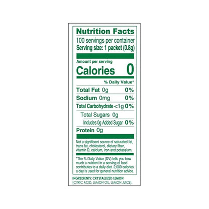 TRUE LEMON Water Enhancer, Bulk Dispenser, 100 Count (Pack of 1), 0 Calorie Drink Mix Packets For Water, Sugar Free Lemon Flavoring Powder Packets