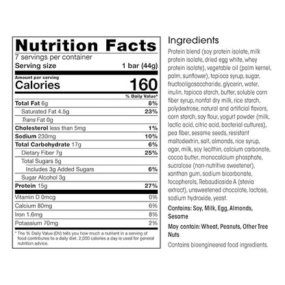 WonderSlim Protein & Fiber Bar, Salted Toffee Pretzel, 15g Protein, 7g Fiber, Gluten Free (7ct)