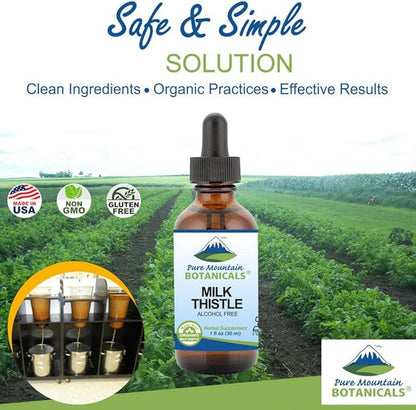 Pure Mountain Botanicals Milk Thistle Extract 333mg Organic 1 Fl