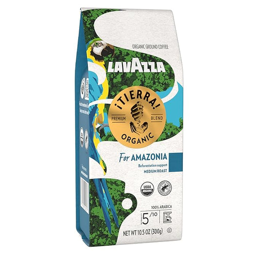 Lavazza ¡Tierra for Amazonia Ground Coffee, Medium Roast, 100% Arabica, 10.5 oz Bag (Pack of 1)