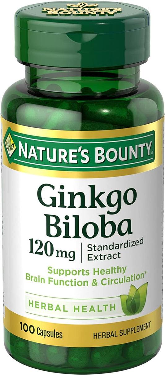 Nature's Bounty Ginkgo Biloba Capsules 120mg, 100 Capsules