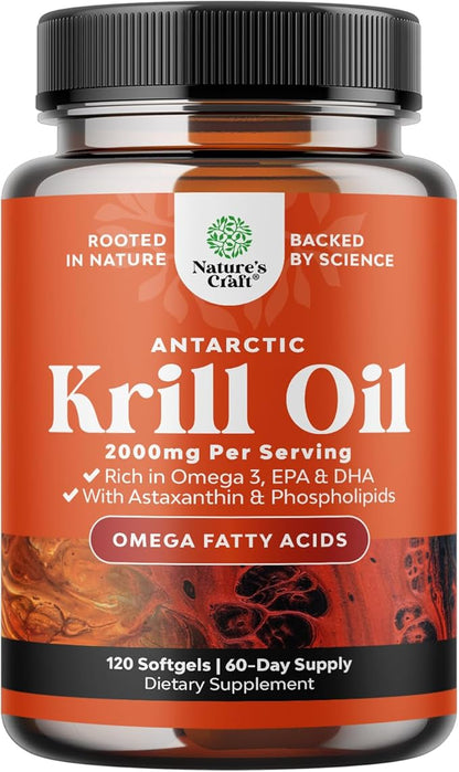 Antarctic Krill Oil 2000mg Softgels Per Serving 3 Krill 3rd Party 2 Months