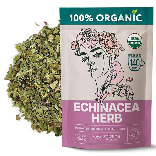Echinacea Tea Organic (10oz.) – Echinacea Purpurea Herb Loose Leaf – Dried Medicinal Herbs for Tea – Equinacea Organica - Support Immune System, Body Defenses, Andioxidant