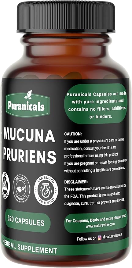 Mucuna Premium 320 Capsules Non GMO 900 mg 100% Pure