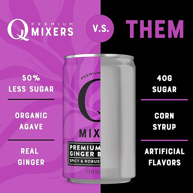 Q Ginger Beer Variety Pack (Q GINGER BEER, Q TROPICAL GINGER BEER, Q HIBISCUS GINGER BEER) - Ideal for Cocktails & Mocktails - Real Ingredients & Perfectly Carbonated - 7.5 Fl Oz Cans (Pack of 12)