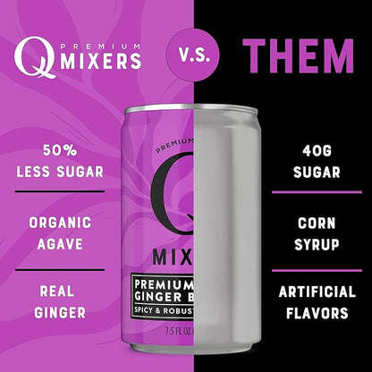 Q Ginger Beer Variety Pack (Q GINGER BEER, Q TROPICAL GINGER BEER, Q HIBISCUS GINGER BEER) - Ideal for Cocktails & Mocktails - Real Ingredients & Perfectly Carbonated - 7.5 Fl Oz Cans (Pack of 12)