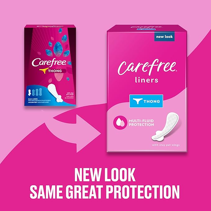 Carefree Panty Liners for Women, Thong 49ct | 49ct (Packaging