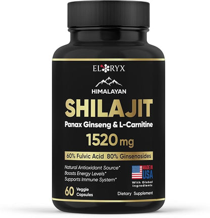 Pure Himalayan Shilajit Supplement 60 Capsules 60% Fulvic 85+ Trace