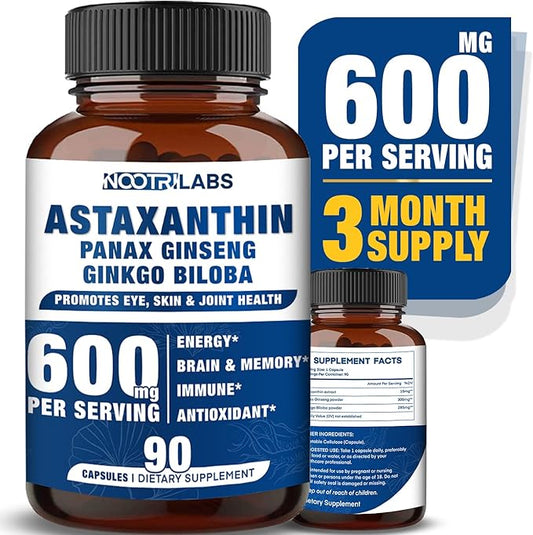 Astaxanthin 15mg + Panax Ginseng, Ginkgo 90 Vegan