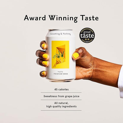 Something & Nothing Flavoured Sparkling Water - Lightly Carbonated, Full Flavoured with Added Grape & Lemon Juice | Vegan & Low Calorie Soda | 350ml Cans, Pack of 12 (Yuzu)