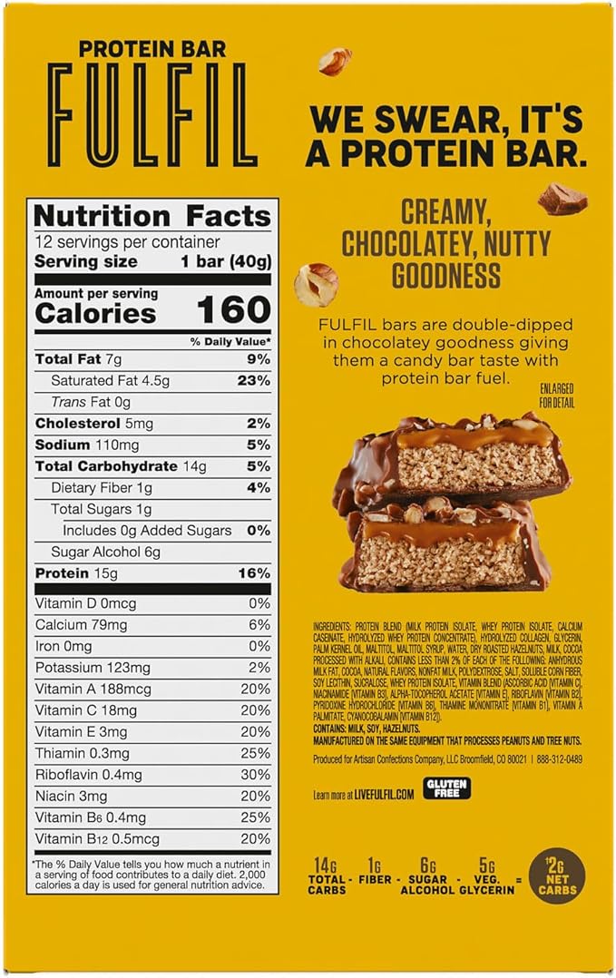 FULFIL Protein Snack Bars, Best Sellers Variety Pack,15g Protein, Pantry Staples, 12 Count