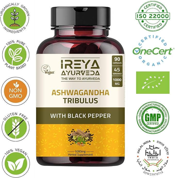 Ashwagandha Capsules Organic 1000mg (90 Capsules) 45 Days
