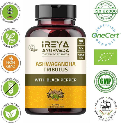 Ashwagandha Capsules Organic 1000mg (90 Capsules) 45 Days