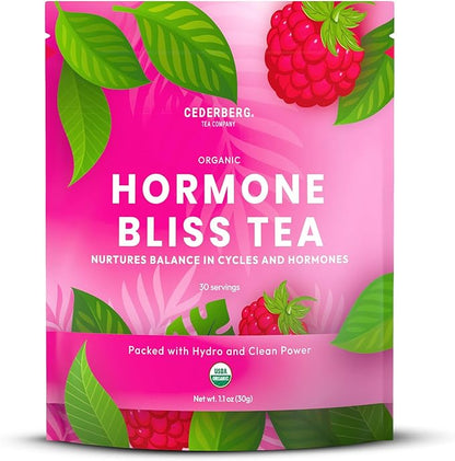 Cederberg Hormone Bliss Tea Hormone Balance Tea for PCOS Organic Raspberry Loose Leaf Tea for Women with Spearmint Female Fertility Tea Caffeine Free 30 Servings