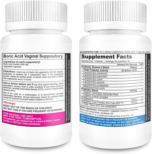 NutraBlast Boric Acid Vaginal Suppositories and (30 Count)