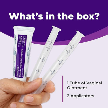 FemiClear (BV Symptoms - Vaginal Ointment for Fishy Odor, Excess Discharge, Itching & Discomfort Due to Bacterial Vaginosis, All-Natural and Organic Ingredients, 2-Day Dose