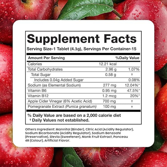 PLIX THE PLANT FIX Apple Cider Vinegar Effervescent Tablets with The Mother, 700mg ACV with VIT B12, B6, Pack of 8 |Vegan, No Added Sugar, Non-GMO & Gluten-Free