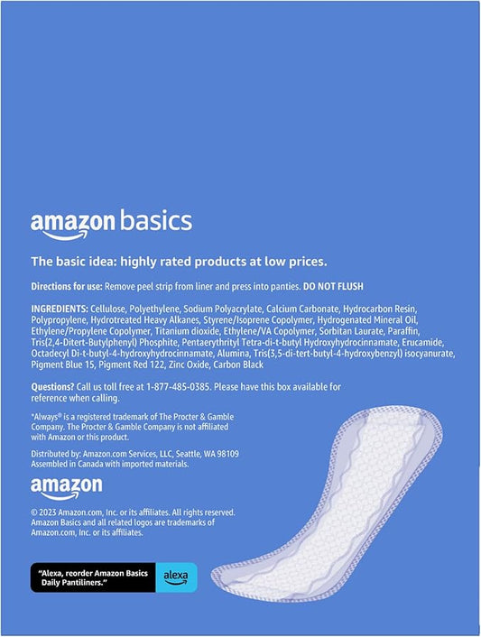 Amazon Basics Daily Pantiliner, Extra Long 68 Count, 1 Pack