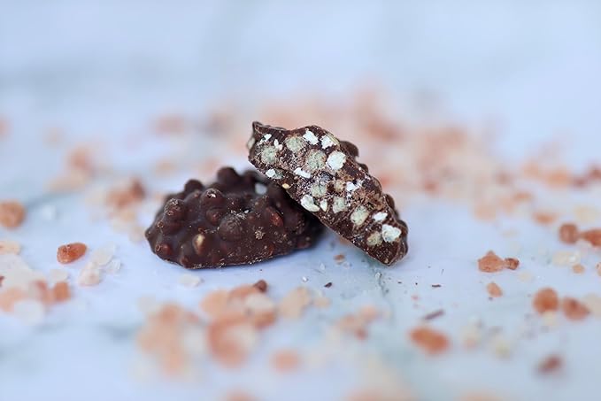 DEFI Dark Chocolate Pink Himalayan Sea Salt Crispy Superfood Bites, 25g Protein, 4oz (Dark Chocolate Pink Salt)