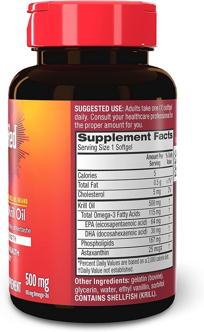 MegaRed Antarctic Krill Oil 500mg Omega 3 Fatty (90cnt box),