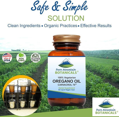 Pure Mountain Botanicals Wild Oregano Oil Capsules 60 Vegan 510mg Mediterranean