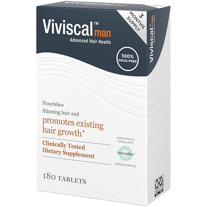 Viviscal Men's Hair Growth Supplements for Thicker, Fuller Hair | Clinically Proven with Proprietary Collagen Complex | 180 Tablets - 3 Month Supply