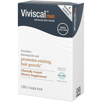 Viviscal Men's Hair Growth Supplements for Thicker, Fuller Hair | Clinically Proven with Proprietary Collagen Complex | 180 Tablets - 3 Month Supply