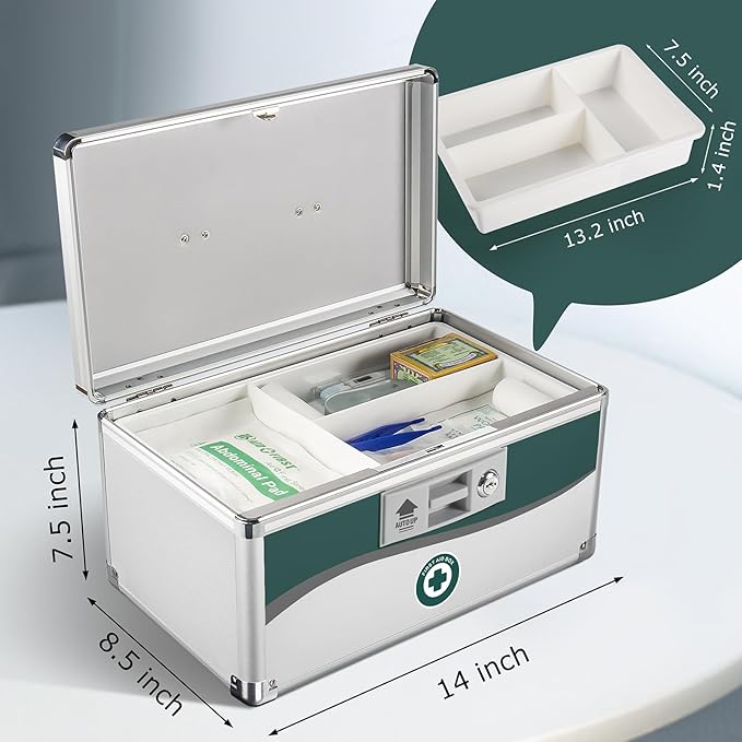 Medicine Lock Box,locking medicine box,【Large】 14.37 8.86 × 7.68 inch,lock