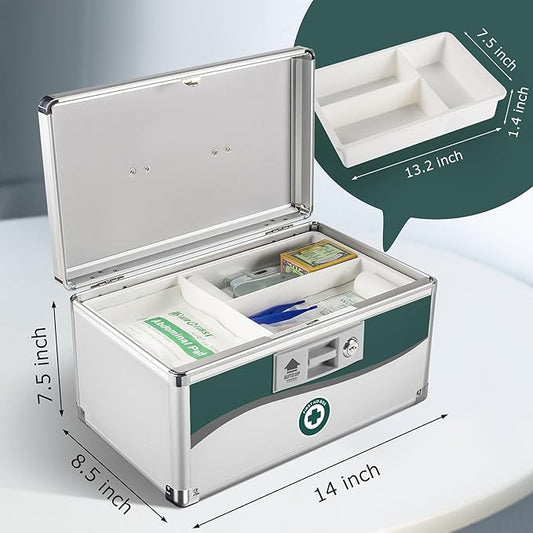 Medicine Lock Box,locking medicine box,【Large】 14.37 8.86 × 7.68 inch,lock