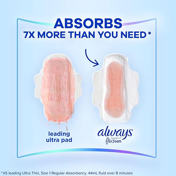 Always Infinity Feminine Pads for Women, 3, Extra 28 count 3 Packs (84 count