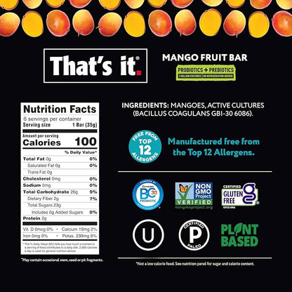 That's it. Probiotic Fruit Bar Variety 100 Calories 2-3 Ingredients, (12 Count)
