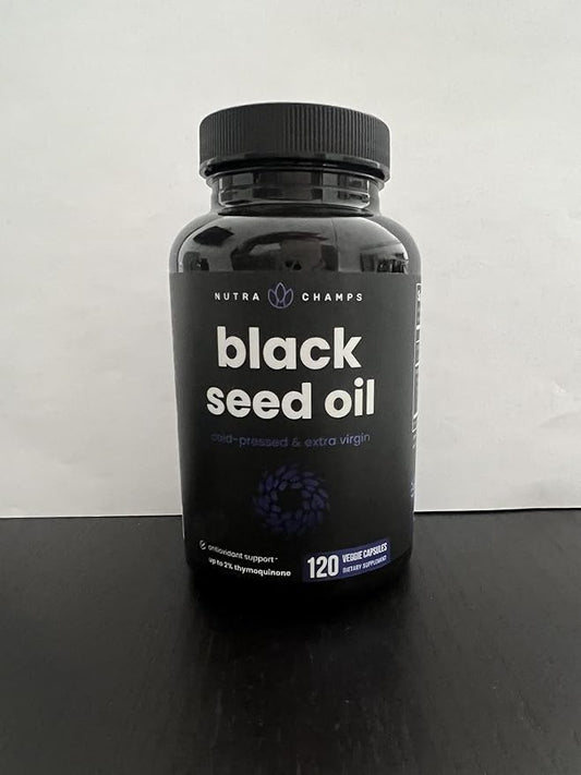 NutraChamps Organic 120 Vegan Softgel Black Cumin Seed Oil Capsules, 1400mg Per Serving Virgin Cold Pressed Nigella Sativa Oil Pills with Thymoquinone & Vitamin E, Rich in Omega 3 6 9