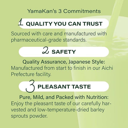 Yamamoto 山本漢方製薬株式会社 Kanpoh Barley Grass Powder, 100% Green Superfood, Japan's Green Juice for Health & Vitality, Rich in Vitamins & Minerals, Non-GMO, Vegan, 44 Sachet