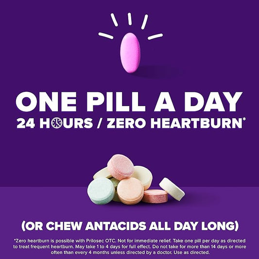 Prilosec OTC, Omeprazole Delayed Release 20mg, 24 Hour 20mg, 42 42 Tablets