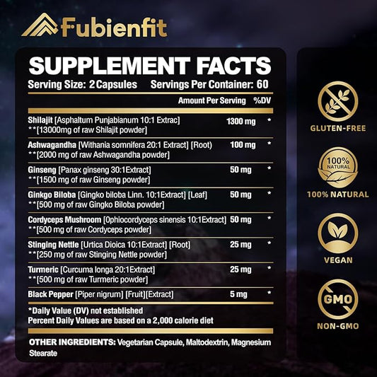 Shilajit Pure Himalayan Organic 20450MG Shilajit 120 Capsules