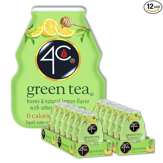 4C Sugar Free A Liquid Water Enhancer 12 Pack, Premium Natural Flavors, 0 Calories (Green Tea, 1.62 Ounce (Pack of 12))