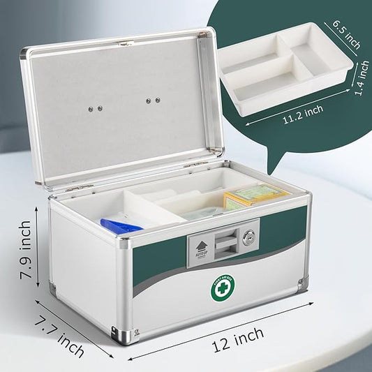 Medicine Lock Box,Locking Medicine Box,【Medium】 12 7.68 x 7.87 Inch,Lock