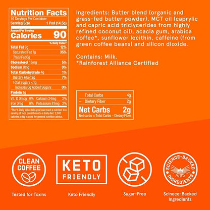 Bulletproof Keto Coffee Single-Serve Pods, 10 Count, All-In-One Recipe with MCT Oil and Organic Butter