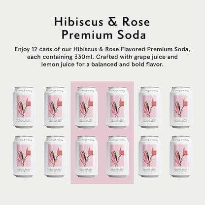 Something & Nothing Flavoured Sparkling Water - Lightly Carbonated, Full Flavoured with Added Grape & Lemon Juice | Vegan & Low Calorie Soda | 350ml Cans, Pack of 12 (Hibiscus & Rose)