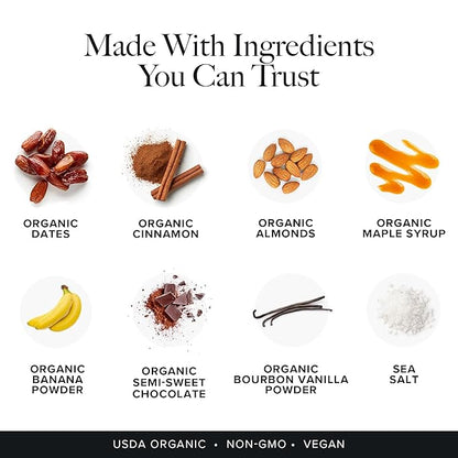 Truvani Plant Based Snack Bars | Chocolate Chip Banana Bread 12 Pack | 5g Protein | USDA Organic and Vegan | The Only Bar | Dairy, Soy, and Gluten Free | Individually Wrapped
