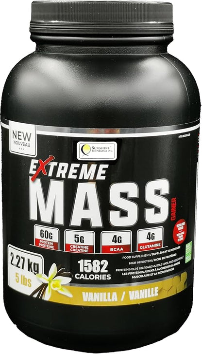 Extreme Mass Gainer Muscle Builder, 5 lbs (2.27 kg) Low Sugar high Calories for Intense Workouts