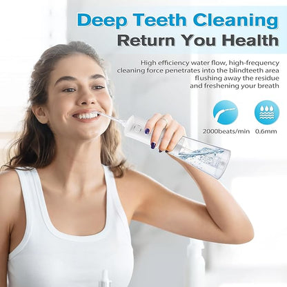 TOVENDOR Water Dental Flosser, Rechargeable Dental 3 Modes, 5 Tips 300ML Large IPX7 Waterproof