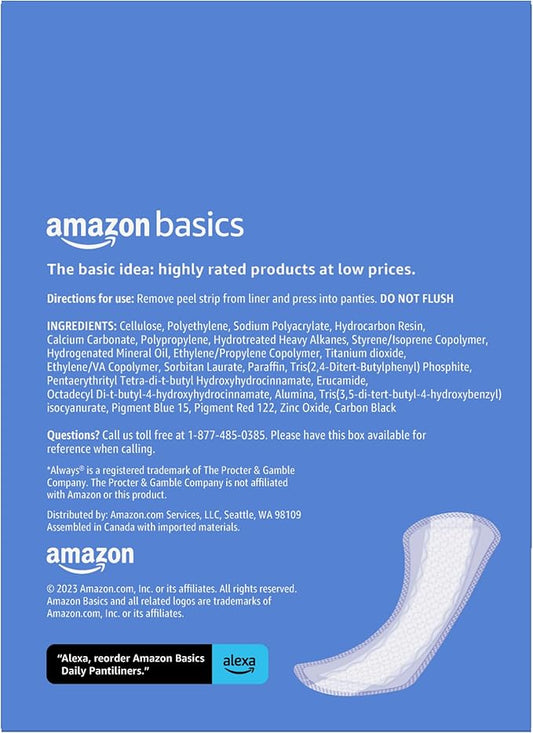 Amazon Basics Daily Pantiliner, Regular Length, 50 Count, 1 Pack