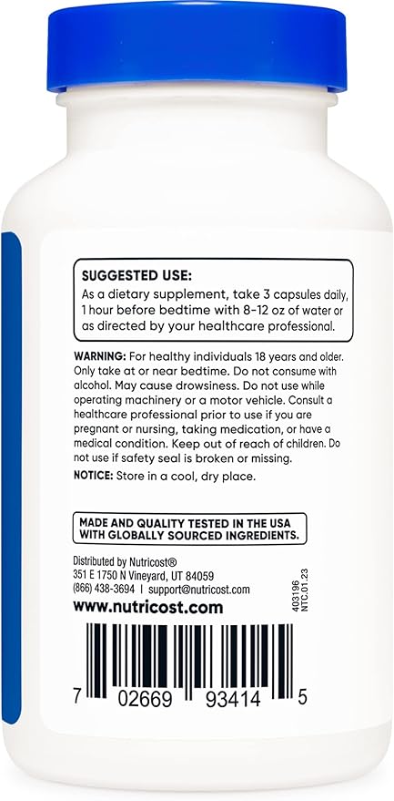 Nutricost Sleep Aid Complex (1330mg Serving) (90 Caps) (3 Pack)