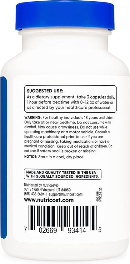 Nutricost Sleep Aid Complex (1330mg Serving) (90 Caps) (3 Pack)