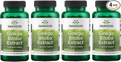 Swanson Ginkgo Biloba Extract Standardized Delayed-Release 120 mg (24% flavone 6% Terpene 100 Veggie (4 Pack)