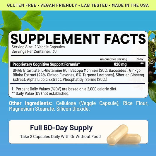 Brain Boost Nootropic Supplement 60 Capsules