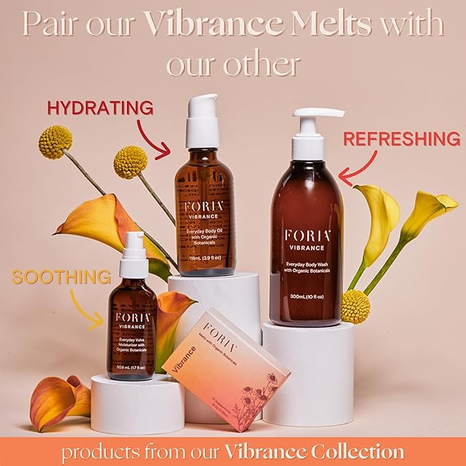 FORIA Vibrance Melts | Organic, All-Natural Moisturizing Vaginal Suppositories with Cocoa Butter and MCT Oil | Fragrance-Free Intimate Skincare | 12 Count