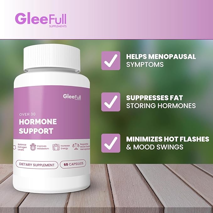 GleeFull Over 30 Hormone Support - Menopause Supplements for Women - Hormone Balance for Women - Hot Flash Relief - Menopause Support